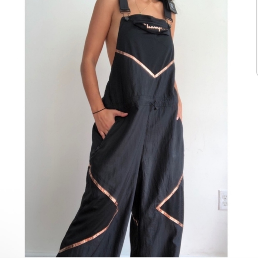Streetwear Baggy Overalls with Rosegold & Mesh Details by Champion (M)